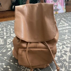 Genuine leather BDG backpack with front and hidden back pocket
